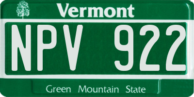 VT license plate NPV922