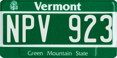 VT license plate NPV923