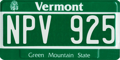 VT license plate NPV925