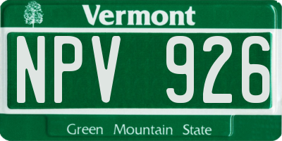 VT license plate NPV926
