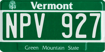 VT license plate NPV927