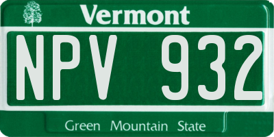 VT license plate NPV932