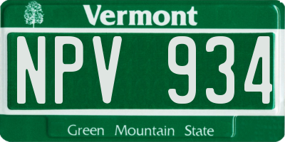 VT license plate NPV934