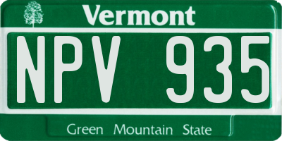 VT license plate NPV935