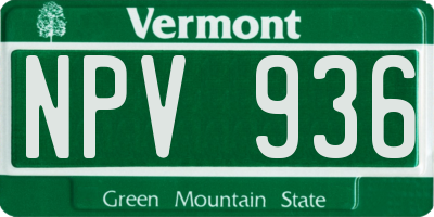 VT license plate NPV936
