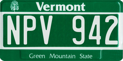 VT license plate NPV942
