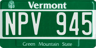 VT license plate NPV945