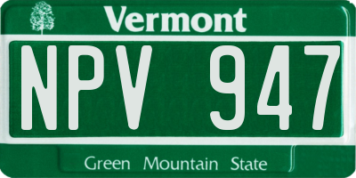 VT license plate NPV947