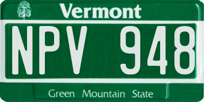 VT license plate NPV948