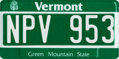 VT license plate NPV953