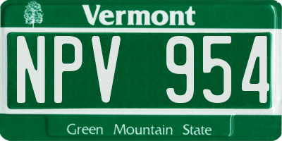 VT license plate NPV954