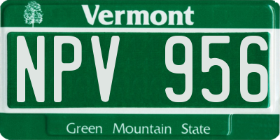 VT license plate NPV956