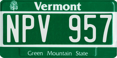 VT license plate NPV957