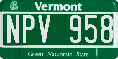 VT license plate NPV958