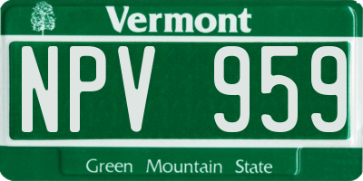 VT license plate NPV959