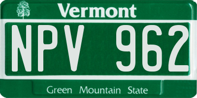 VT license plate NPV962