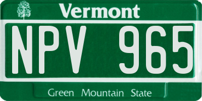 VT license plate NPV965