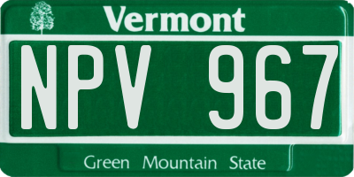 VT license plate NPV967