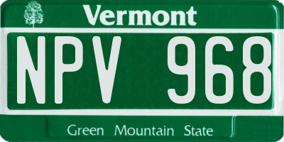 VT license plate NPV968