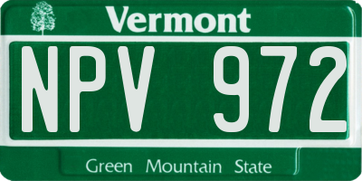 VT license plate NPV972