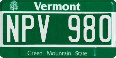 VT license plate NPV980