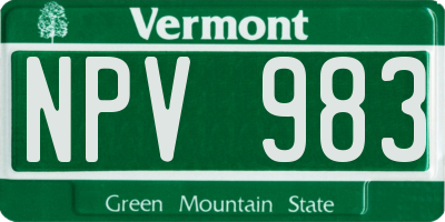 VT license plate NPV983