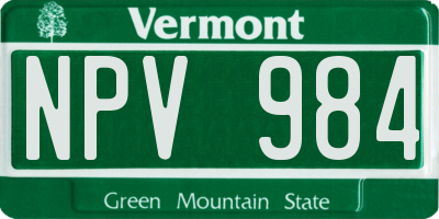 VT license plate NPV984
