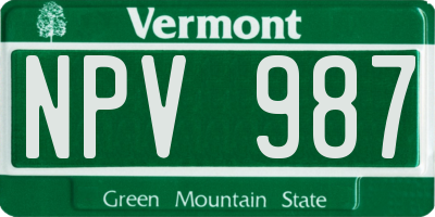 VT license plate NPV987