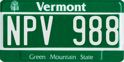 VT license plate NPV988