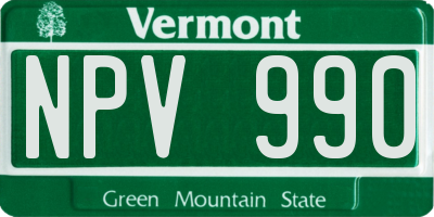 VT license plate NPV990