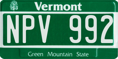 VT license plate NPV992