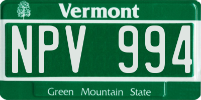 VT license plate NPV994