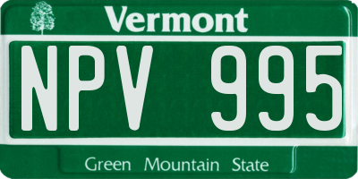 VT license plate NPV995