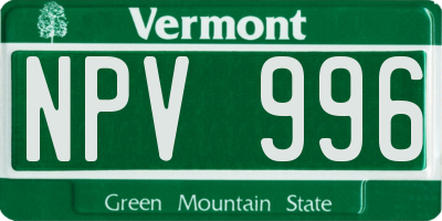 VT license plate NPV996