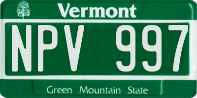 VT license plate NPV997