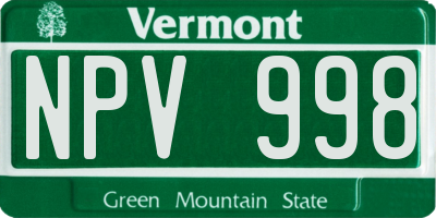 VT license plate NPV998