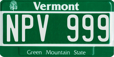 VT license plate NPV999