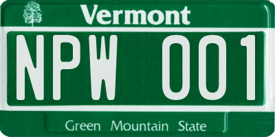VT license plate NPW001