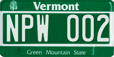 VT license plate NPW002