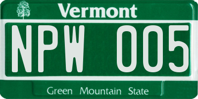 VT license plate NPW005