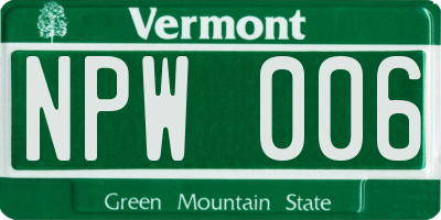 VT license plate NPW006