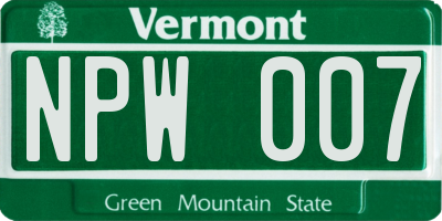 VT license plate NPW007