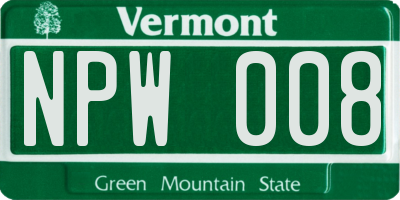 VT license plate NPW008