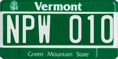VT license plate NPW010
