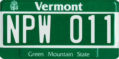 VT license plate NPW011
