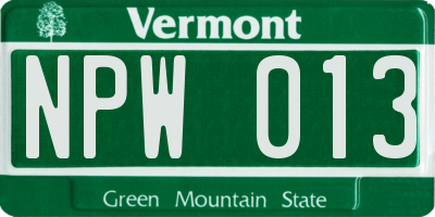 VT license plate NPW013
