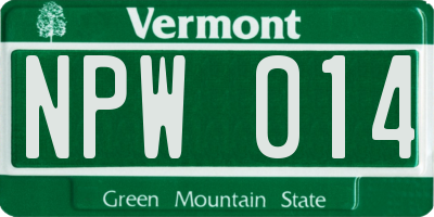 VT license plate NPW014