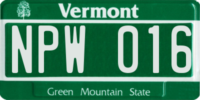 VT license plate NPW016
