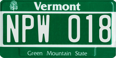 VT license plate NPW018