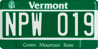 VT license plate NPW019